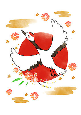 PSD 꽃 결혼 일러스트 사람없음 태양 학 청첩장 국내일러스트 자연요소 식물 조류 카드_감사 이벤트 파일형식