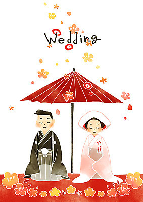PSD 전통 여자 남자 꽃 결혼 일러스트 결혼식 성인 두명 전통혼례 청첩장 일본전통 국내일러스트 식물 한국전통 카드_감사 사람 이벤트 일본 전통의례 파일형식
