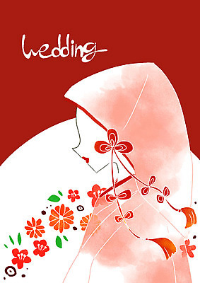 PSD 여자 꽃 결혼 일러스트 한명 성인 전통의상 청첩장 일본전통 국내일러스트 식물 1 전통 카드_감사 사람 이벤트 일본 파일형식