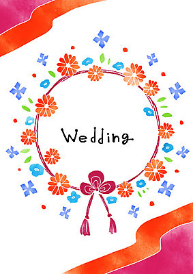 PSD 꽃 리본 결혼 일러스트 사람없음 청첩장 국내일러스트 식물 카드_감사 이벤트 파일형식