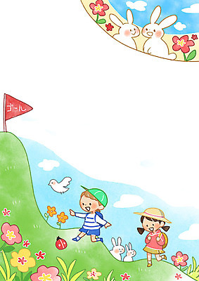 PSD 여자 남자 꽃 어린이 일러스트 조류 산 프레임 두명 소풍 등산 깃발 토끼 어린이세상 무당벌레 봄소풍 프레임일러스트 국내일러스트 식물 동물 곤충 포유류 사람 반려동물 야외활동 봄 트래킹 파일형식