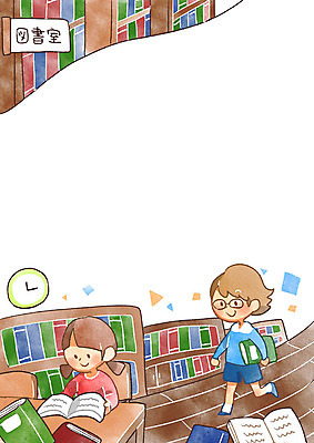 PSD 여자 남자 어린이 시계 일러스트 책장 프레임 두명 책 독서 도서관 책상 어린이세상 프레임일러스트 국내일러스트 교육 가구 사람 파일형식