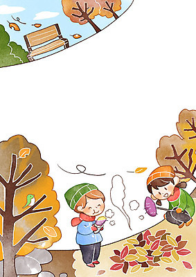 PSD 나무 여자 남자 어린이 낙엽 일러스트 조류 프레임 두명 가을 고구마 어린이세상 프레임일러스트 국내일러스트 식물 동물 계절 잎 뿌리채소 사람 파일형식