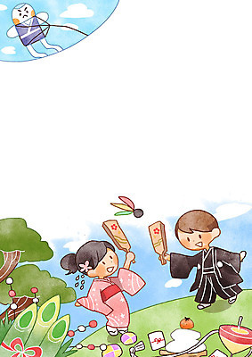 PSD 나무 여자 남자 어린이 일러스트 프레임 두명 설날 기모노 연 어린이세상 일본전통 팽이 프레임일러스트 전통프레임 국내일러스트 식물 전통 명절 사람 놀이용품 일본 일본전통의상 파일형식