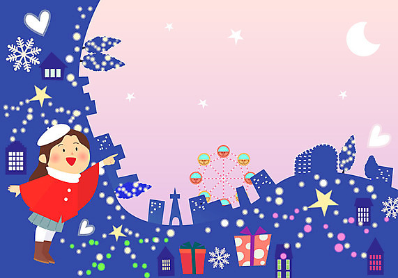 여자 문화 어린이 겨울 일본문화 일러스트 프레임 한명 이벤트 선물상자 놀이공원 달 눈송이 프레임일러스트 일루미네이션 국내일러스트 AI파일 자연요소 1 동양문화 계절 외국문화 조명 눈_날씨 선물 사람 상자 테마파크 파일형식 벡터