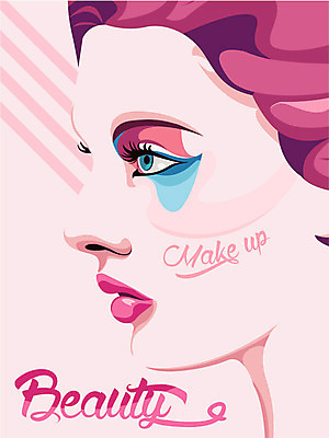 여자 포스터 얼굴 일러스트 한명 성인 화장 뷰티 아이메이크업 여신 국내일러스트 AI파일 1 사람 신체부위 파일형식 벡터