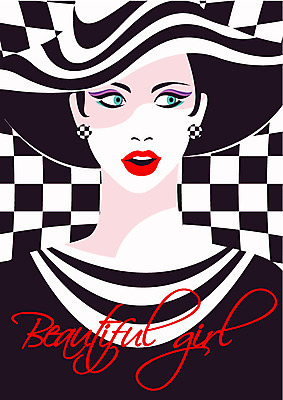 모자 여자 포스터 패턴 일러스트 한명 성인 화장 뷰티 립메이크업 아이메이크업 여신 국내일러스트 AI파일 1 잡화 무늬 사람 파일형식 벡터