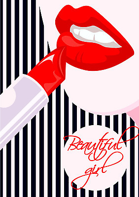 여자 포스터 패턴 일러스트 한명 성인 화장 뷰티 립스틱 빨간립스틱 립메이크업 여신 국내일러스트 AI파일 1 무늬 사람 화장품 파일형식 벡터