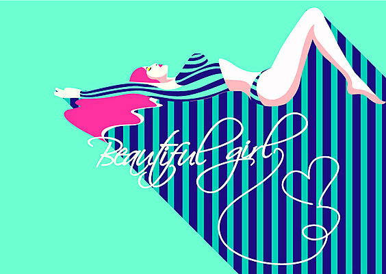 전신 여자 수영복 포스터 일러스트 한명 성인 눕기 화장 뷰티 섹시 여신 래쉬가드 국내일러스트 AI파일 1 옷 컨셉 모션 사람 파일형식 벡터