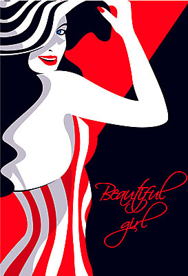 드레스 여자 포스터 일러스트 한명 성인 화장 뷰티 매력적 모자가게 여신 국내일러스트 AI파일 1 옷 컨셉 사람 상점 파일형식 벡터