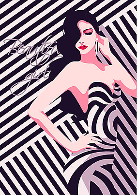 드레스 여자 포스터 허리손 포즈 패턴 일러스트 한명 성인 화장 뷰티 섹시 눈감음 귀걸이 여신 국내일러스트 AI파일 1 옷 컨셉 무늬 장신구 모션 사람 파일형식 벡터