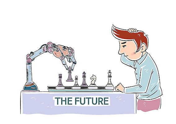 남자 일러스트 미래 한명 앉기 상반신 성인 체스말 체스 체스판 로봇팔 맞대결 체스게임 국내일러스트 AI파일 1 컨셉 모션 놀이 사람 게임 말_게임 로봇 파일형식 벡터