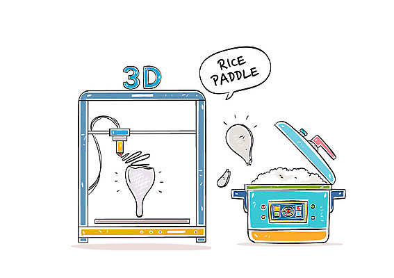 일러스트 사람없음 밥솥 밥주걱 3D프린터 국내일러스트 AI파일 주방용품 인쇄기 주걱 파일형식 벡터