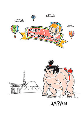 전신 남자 일러스트 성인 두명 일본 열기구 전통의상 후지산 도쿄타워 스모 스모선수 신사_일본건축 국내일러스트 AI파일 전통 아시아 항공교통 산 운동선수 사람 세계문화유산 일본건축 파일형식 벡터