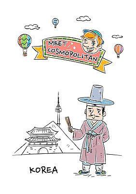 전신 남자 일러스트 산 서기 성인 두명 열기구 부채 전통의상 한복 숭례문 국보 남산타워 선비 국내일러스트 AI파일 갓모자 모자_잡화 한국전통 전통 항공교통 모션 전통소품 한국 사람 문화재 남산 랜드마크 파일형식 벡터