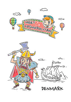 전신 남자 일러스트 덴마크 서기 성인 두명 열기구 전통의상 도끼 바이킹 바이킹모자 바이킹배 국내일러스트 AI파일 모자_잡화 전통 항공교통 모션 북유럽 사람 파일형식 벡터