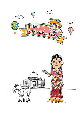 전신 여자 남자 일러스트 코끼리 서기 성인 두명 열기구 인도 전통의상 타지마할 인도전통의상 국내일러스트 AI파일 전통 아시아 포유류 항공교통 모션 사람 세계문화유산 파일형식 벡터