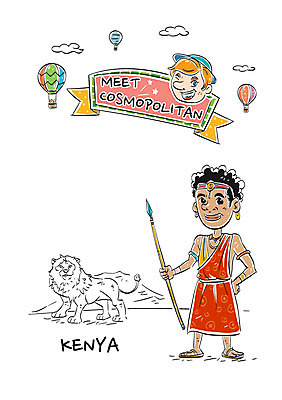 전신 남자 창 일러스트 서기 성인 두명 열기구 원주민 아프리카인 사자 전통의상 케냐 원주민의상 국내일러스트 AI파일 외국인 전통 무기 포유류 항공교통 모션 아프리카 사람 파일형식 벡터