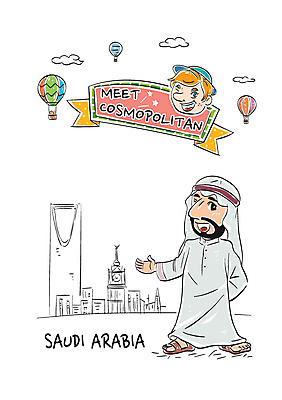 전신 남자 일러스트 서기 성인 두명 열기구 전통의상 사우디아라비아 사우디의상 국내일러스트 AI파일 전통 중동 항공교통 모션 사람 파일형식 벡터