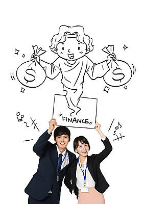 배너 여자 남자 음표 포토일러 웃음 상반신 20대 성인 세명 금융 달러 한국인 비즈니스맨 비즈니스우먼 화폐기호 돈자루 사원증 이미지편집 AI파일 편집이미지 기호 음악 돈 비즈니스 표정 사람 동양인 청년 경제 직장인 화폐 파일형식 벡터