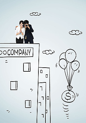 구름 여자 남자 포토일러 빌딩 상반신 20대 성인 두명 금융 달러 망원경 한국인 관찰 비즈니스맨 비즈니스우먼 화폐기호 돈자루 풍선 이미지편집 AI파일 자연요소 편집이미지 기호 돈 비즈니스 모션 사람 동양인 청년 건물 경제 직장인 화폐 파일형식 벡터