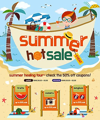PSD 템플릿 여자 어린이 웹템플릿 여름음식 수박 이벤트페이지 한명 이벤트 여름 쇼핑 선글라스 야자수 세일 카메라 파라솔 쪼리 튜브 해먹 제철음식 제철과일 이미지템플릿 나무 1 계절 안경 음식 과일 사람 전자제품 침대 샌들 페이지 제철 파일형식 여름_계절