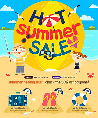 PSD 구름 템플릿 여자 남자 수영복 어린이 웹템플릿 갈매기 이벤트페이지 이벤트 두명 여름 쇼핑 여행가방 파라솔 낚싯대 쪼리 비치볼 튜브 이미지템플릿 자연요소 옷 계절 가방 공 조류 바캉스용품 사람 낚시용품 샌들 페이지 파일형식