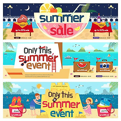 PSD 템플릿 배너 여자 남자 어린이 바다 웹템플릿 해변 두명 여름 여름휴가 바캉스 쇼핑 세일 바구니 카메라 다리 칵테일 쪼리 모래성 이벤트배너 웹배너 이미지템플릿 계절 모래 휴가 주류 사람 신체부위 전자제품 샌들 파일형식 여름_계절
