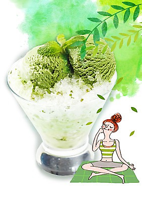 PSD 편집이미지 여자 나뭇잎 디저트 여름음식 한명 성인 요가자세 녹차아이스크림 녹차빙수 이미지편집 1 음식 포즈 잎 요가 아이스크림 사람 빙수 파일형식 여름_계절