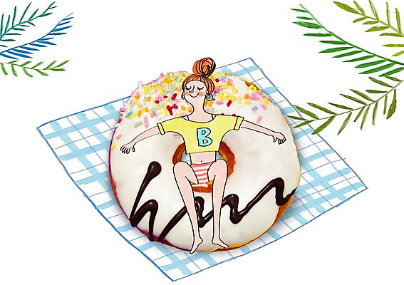 PSD 편집이미지 여자 나뭇잎 디저트 한명 성인 도넛 이미지편집 1 음식 잎 사람 파일형식