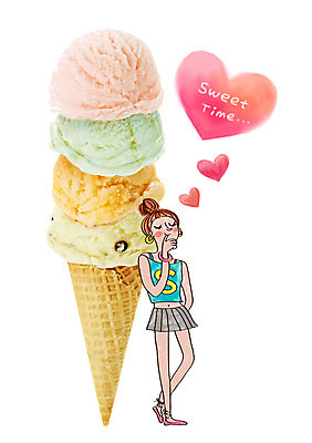 PSD 편집이미지 여자 아이스크림 디저트 한명 성인 하트 아이스크림콘 이미지편집 모양 1 음식 사람 콘 파일형식