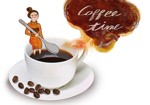 PSD 편집이미지 여자 티타임 디저트 한명 성인 숟가락 원두 커피잔 이미지편집 1 커피 음식 휴식 잔 수저 사람 파일형식