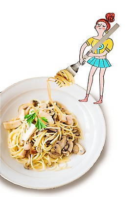 PSD 편집이미지 여자 포크 파스타 한명 성인 이미지편집 1 식기 서양음식 사람 파일형식