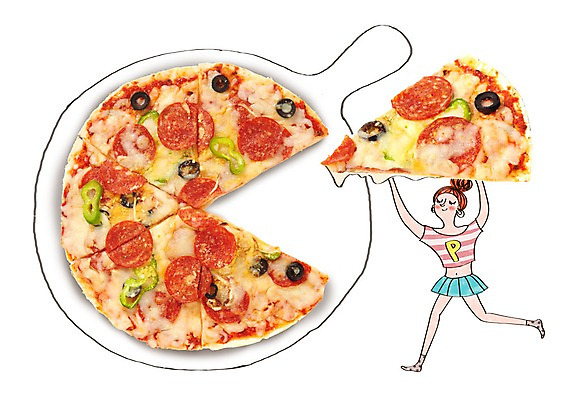 PSD 편집이미지 여자 피자 패스트푸드 한명 들기 성인 이미지편집 1 모션 서양음식 사람 인스턴트 파일형식