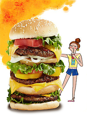 PSD 편집이미지 여자 치즈 패스트푸드 한명 성인 쌓기 햄버거 패티 이미지편집 1 모션 유제품 사람 인스턴트 파일형식