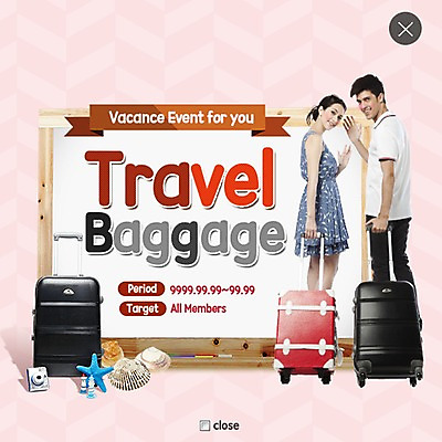 PSD 외국인 템플릿 여자 남자 여행 웹템플릿 조개 불가사리 팝업 이벤트팝업 웹팝업 성인 두명 캐리어 칠판 폴라로이드 레이어팝업 이미지템플릿 어패류 극피동물 사람 인종 카메라 여행가방 파일형식