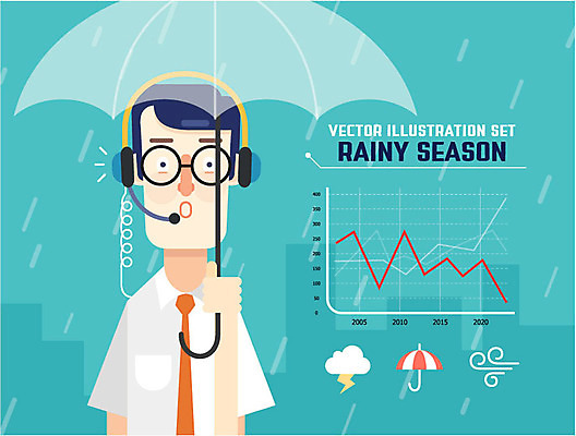 구름 남자 일러스트 우산 그래프 바람 날씨 한명 성인 헤드셋 비 번개 장마 기상캐스터 국내일러스트 AI파일 자연요소 직업 1 음향기기 사람 헤드폰 비_날씨 파일형식 벡터