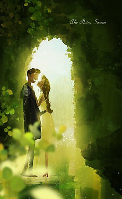 PSD 커플 여자 남자 일러스트 날씨 나뭇잎 성인 두명 비 장마 국내일러스트 자연요소 잎 관계 사람 비_날씨 파일형식