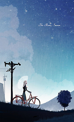 PSD 나무 구름 여자 일러스트 날씨 한명 성인 자전거 비 전봇대 장마 국내일러스트 자연요소 식물 1 공공시설 사람 바이크 비_날씨 파일형식