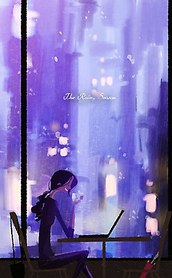 PSD 여자 의자 일러스트 우산 창문 탁자 날씨 실내 한명 성인 노트북 카페 비 커피잔 장마 국내일러스트 자연요소 1 커피 가구 잔 사람 내부 전자제품 상점 비_날씨 파일형식