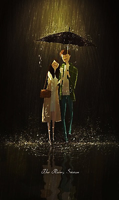 PSD 커플 여자 남자 일러스트 우산 날씨 성인 두명 비 장마 국내일러스트 자연요소 관계 사람 비_날씨 파일형식