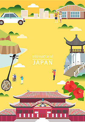 여자 남자 꽃 포스터 백그라운드 일러스트 산 빌딩 여러명 성인 관광지 일본 일본여행 택시 랜드마크 삼선 오키나와 프레임일러스트 국내일러스트 AI파일 식물 아시아 해외여행 여행 다수 승용차 자동차 프레임 사람 건물 파일형식 벡터