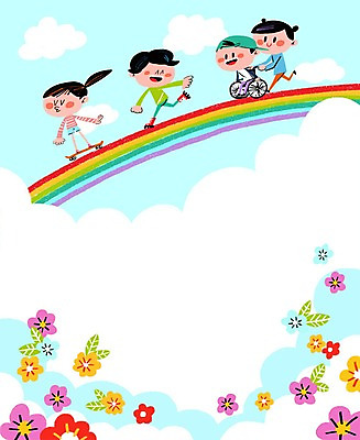 PSD 구름 여자 남자 꽃잎 어린이 무지개 일러스트 여러명 스케이트보드 롤러블레이드 장애인 휠체어 롤러스케이트화 프레임일러스트 국내일러스트 자연요소 꽃 다수 프레임 사람 취미 보드_스포츠 장애 파일형식