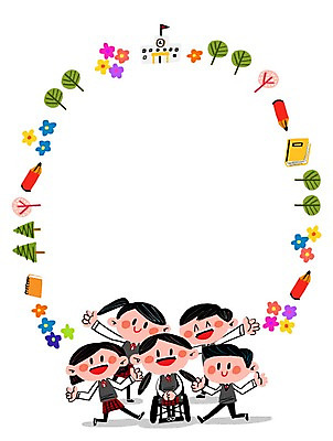 PSD 나무 학생 여자 남자 꽃잎 교복 일러스트 학교 청소년 여러명 책 연필 장애인 휠체어 프레임일러스트 국내일러스트 식물 옷 교육 꽃 다수 학용품 프레임 사람 필기구 장애 파일형식