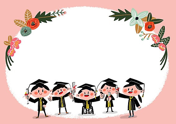 PSD 여자 남자 꽃잎 일러스트 학사모 여러명 성인 졸업가운 졸업장 장애인 휠체어 프레임일러스트 국내일러스트 모자_잡화 꽃 다수 졸업 프레임 사람 가운 장애 파일형식