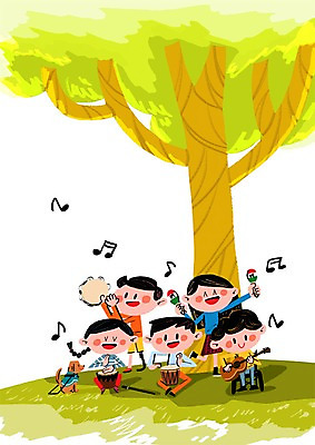 PSD 나무 여자 남자 어린이 일러스트 여러명 기타 장애인 북 휠체어 탬버린 합주 시각장애인 안내견 프레임일러스트 국내일러스트 식물 다수 연주 현악기 타악기 프레임 사람 개 장애 파일형식