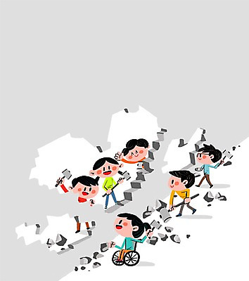 PSD 여자 남자 벽 일러스트 여러명 성인 손상 하트 망치 장애인 휠체어 프레임일러스트 국내일러스트 모양 다수 컨셉 프레임 사람 공구 장애 파일형식