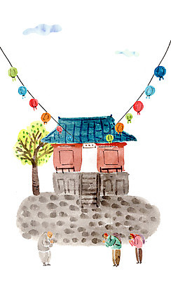 PSD 나무 여자 남자 일러스트 성인 세명 관광지 인사 국내여행 스님모자 국내일러스트 식물 모자_잡화 여행 사람 예절 파일형식