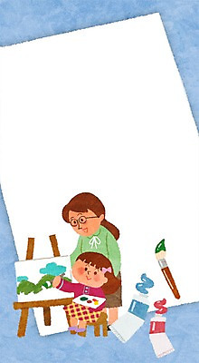 PSD 여자 교육 어린이 일러스트 프레임 미술 성인 두명 물감 미술도구 붓 팔레트 이젤 미술교육 미술선생님 프레임일러스트 국내일러스트 문화예술 사람 교사 오브젝트 파일형식