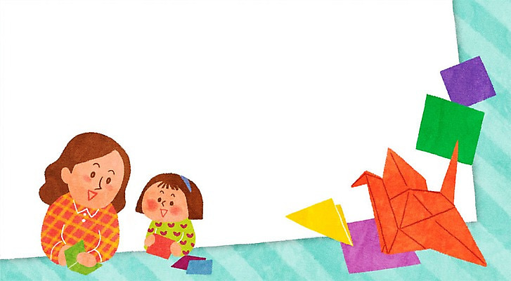 PSD 여자 교육 어린이 일러스트 프레임 성인 두명 교사 종이접기 종이학 프레임일러스트 국내일러스트 직업 종이 사람 접기 파일형식